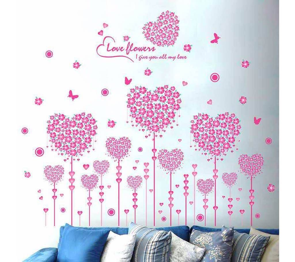 Pink Love Floral Design Wall Sticker