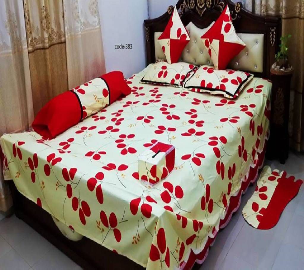 8 Pieces king size cotton panel bed sheet