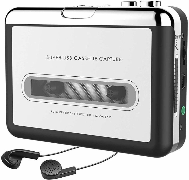 dhruvga USB Cassette to MP3 Converter Capture Audio Music Player Tape Cassette Recorder MP3 Player  (White, 4.3 Display)