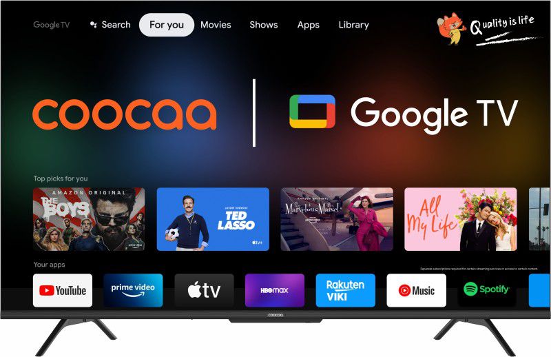 Coocaa Frameless 108 cm (43 inch) Ultra HD (4K) LED Smart Google TV with HDR 10 Dolby Audio and Eye care technology  (43Y72)