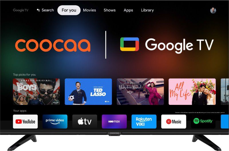 Coocaa Frameless 108 cm (43 inch) Full HD LED Smart Google TV with HDR 10 Dolby Audio and Eye care technology  (43Z72)