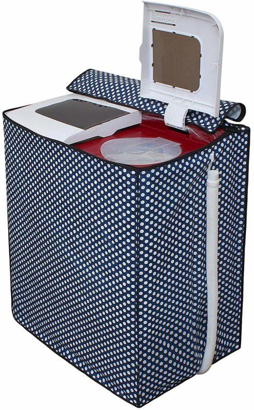 Qitexec Semi-Automatic Washing Machine Cover  (Width: 80 cm, Blue with white dotts)