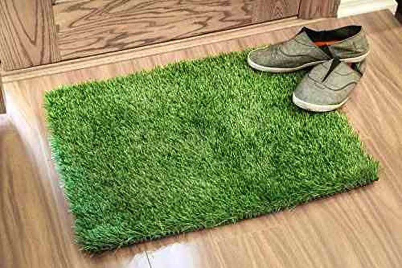 Tradeblush Artificial Grass Door Mat  (Green, Medium, Pack of 3)