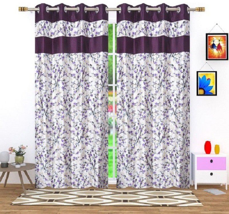 MSD Decor Hub 274 cm (9 ft) Polyester Room Darkening Long Door Curtain (Pack Of 2)  (Printed, Wine)