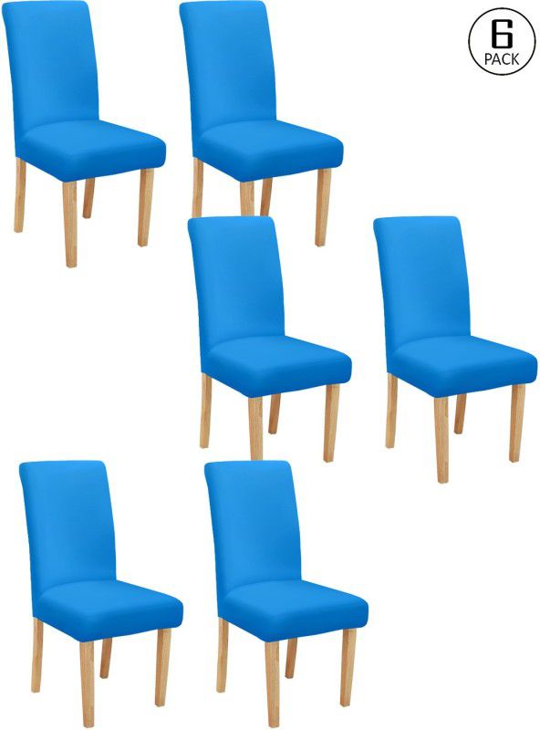 Cortina Polyester Plain Chair Cover  (Blue Pack of 6)
