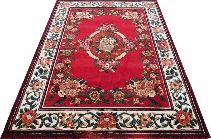 TabrezCarpet Red, Green Acrylic Carpet  (150 cm, X 210 cm, Rectangle)