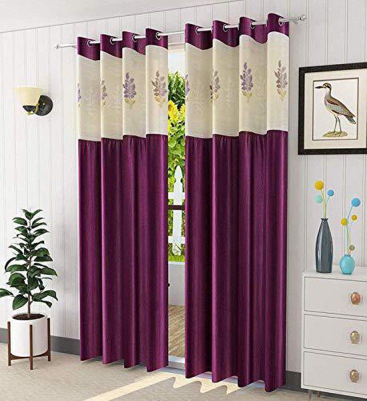 213 cm (7ft) Door Curtain  (WINE, Pack of 2)