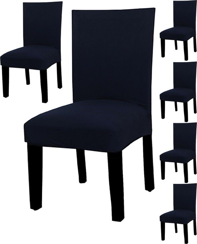 HOUSE OF QUIRK Polyester Plain Chair Cover  (Dark Blue Pack of 6)