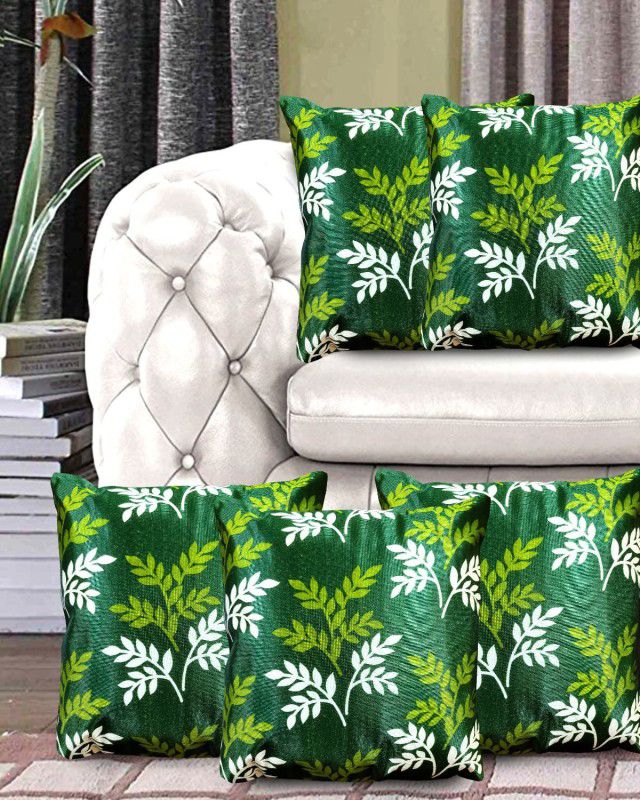 Comfort House Floral Cushions Cover  (Pack of 5, 41 cm*41 cm, Green)