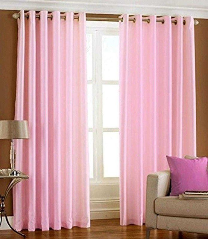 182 cm (6ft) Window Curtain  (Baby Pink, Pack of 2)