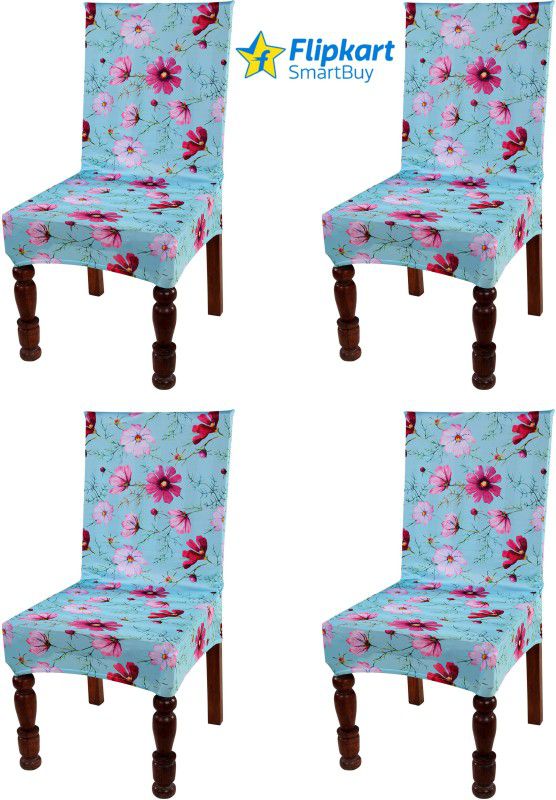 Flipkart SmartBuy Polyester Floral Chair Cover  (blue Pack of 4)