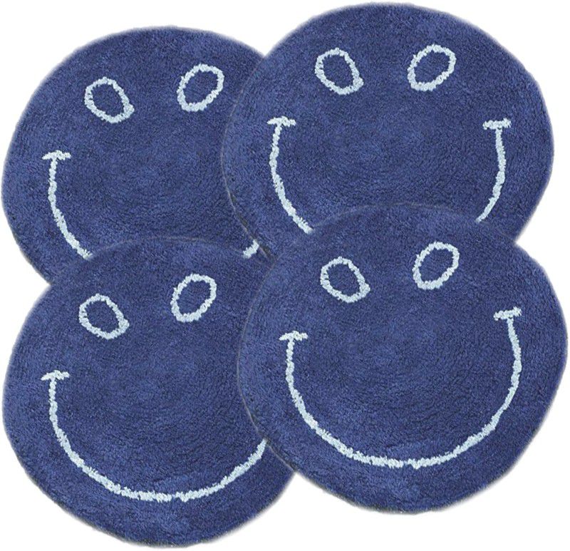Tamu mega mart Cotton Door Mat  (Blue, Medium, Pack of 4)