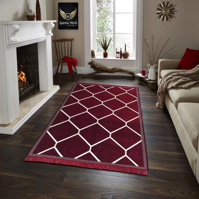 dremik Maroon Velvet Carpet  (153 cm, X 213 cm, Rectangle)