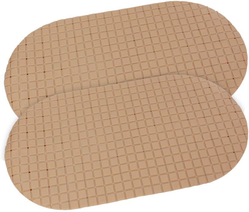 HOKiPO PVC (Polyvinyl Chloride) Bathroom Mat  (Brown, Medium, Pack of 2)