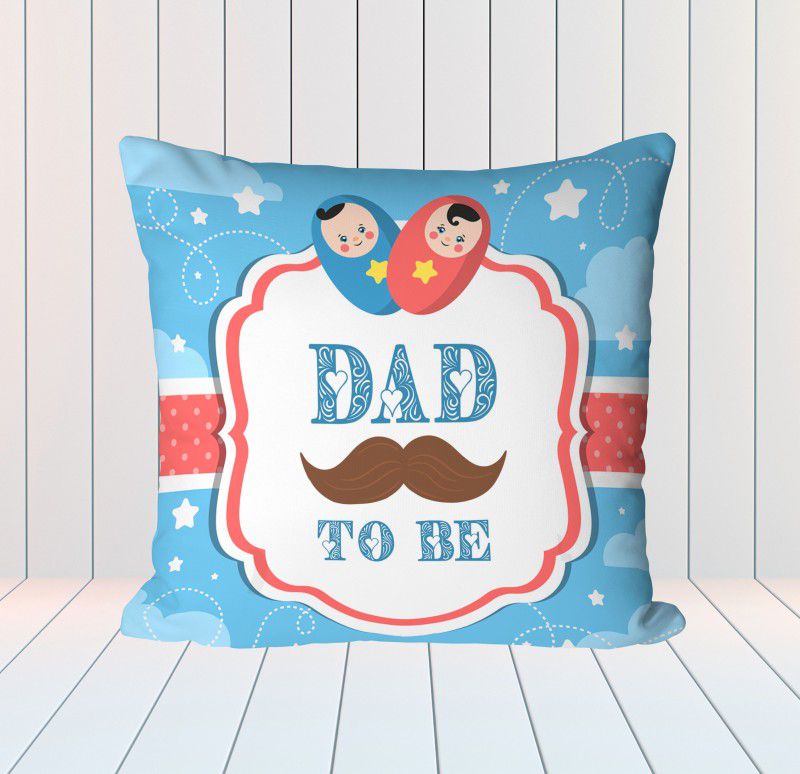 NH10 DESIGNS Dad to be Printed Cushion Cover with Filler 12x12 Inch For Baby Shower-CPBKCU 03 Microfibre Solid Cushion Pack of 1  (Black)