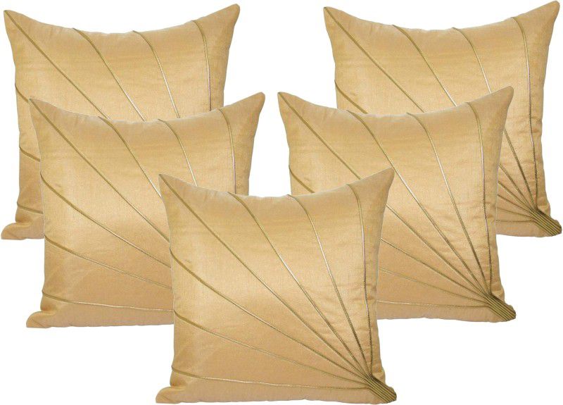 Vinayaka Fab Striped Cushions & Pillows Cover  (Pack of 5, 40 cm*40 cm, Gold)