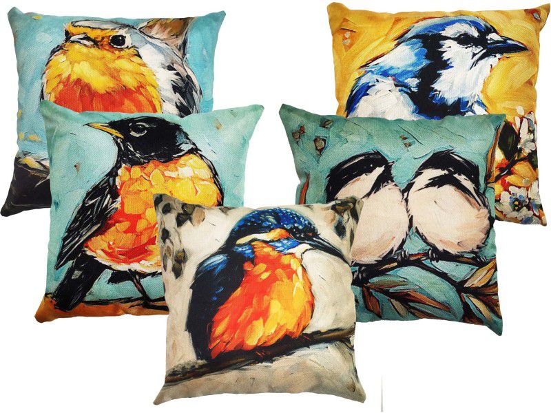 Vinayaka Fab Printed Cushions & Pillows Cover  (Pack of 5, 40 cm*40 cm, Multicolor)