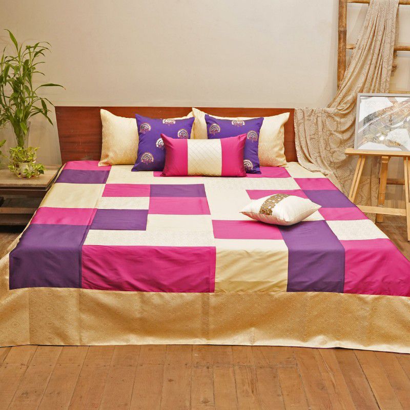 ZEBA Polyester King Bed Cover  (Multicolor, Bedcover with 2 PillowShams)