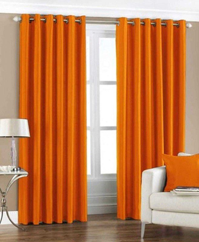 182 cm (6ft) Window Curtain  (Orange, Pack of 2)