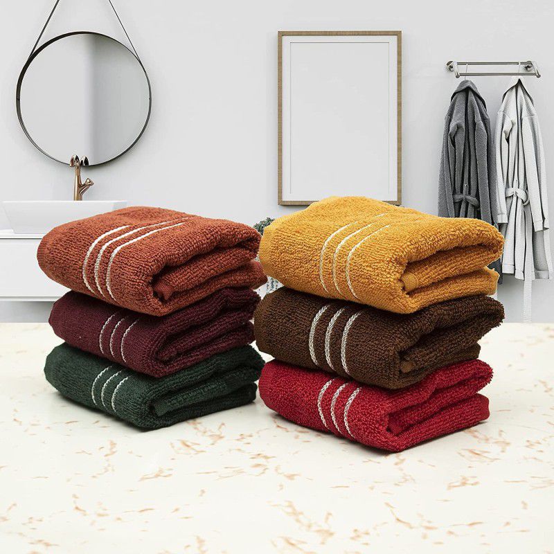 B S NATURAL Cotton 300 GSM Hand Towel  (Pack of 6)
