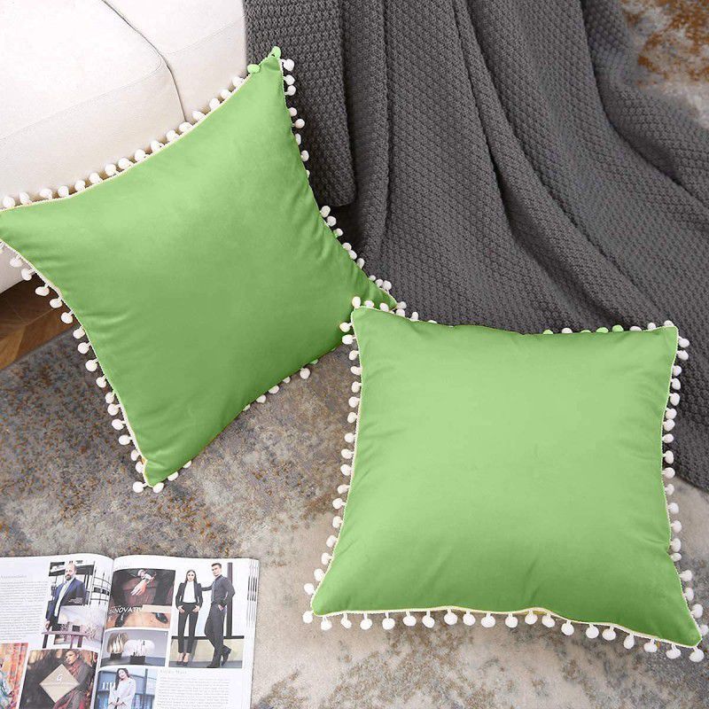 Casanest Plain Cushions Cover  (Pack of 2, 16 cm*16 cm, Green)