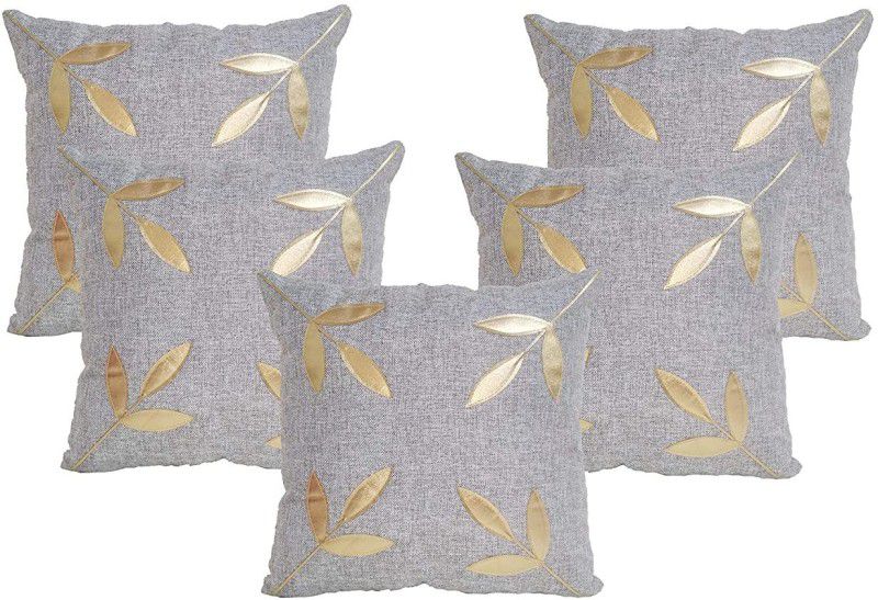 Vinayaka Fab Floral Cushions & Pillows Cover  (Pack of 5, 40 cm*40 cm, Grey)