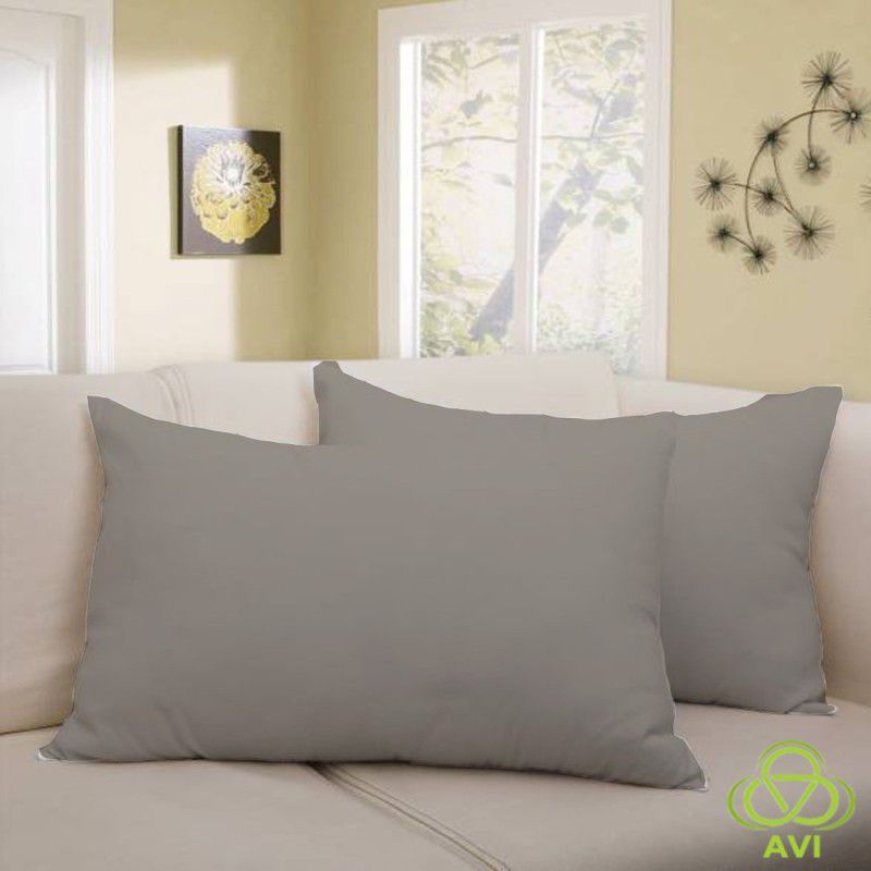 AVI Plain Plain Filled Zipper King Size Pillow Protector  (2, Light Grey)