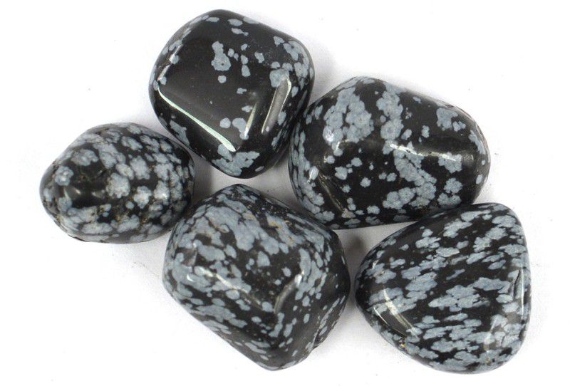 REIKI CRYSTAL PRODUCTS 100% Natural Snowflake ObsidianCrystal Tumble Stone 50gm Polished Asymmetrical Crystal Stone  (Black 50 g)