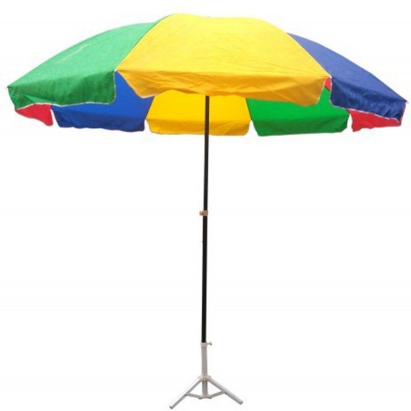RIMZIM MULTICOLOR PONGEE CLOTH GARDEN UMBRELLA WITH TRIPOD STAND 40'' Umbrella  (Multicolor)