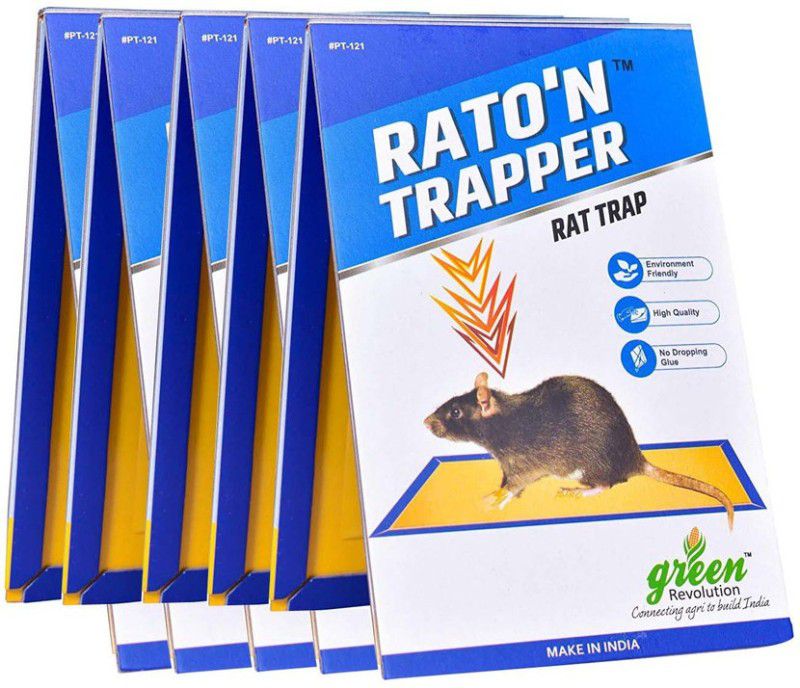Green Revolution Rato'n Trapper/Rat/Mice Trap, Non-Toxic Glue tarp Easy use (Set of 5) Live Trap