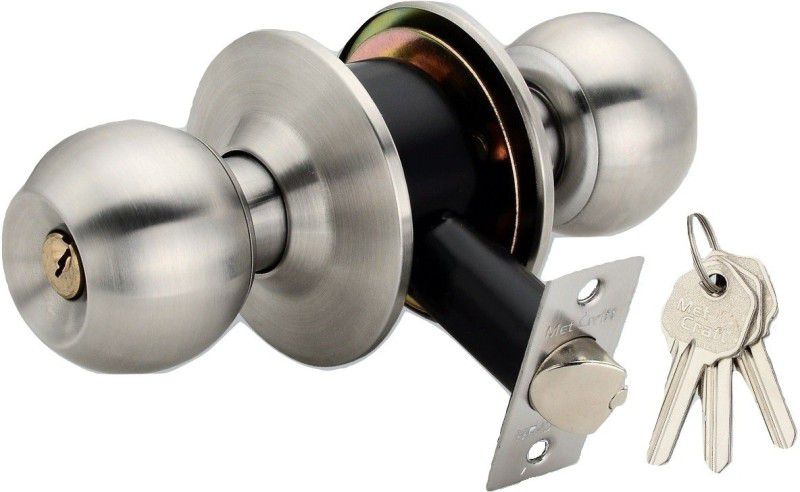 Met Craft Stainless Steel Cylindrical Door Lock Silver With 3 Simple Keys Lock  (Silver)