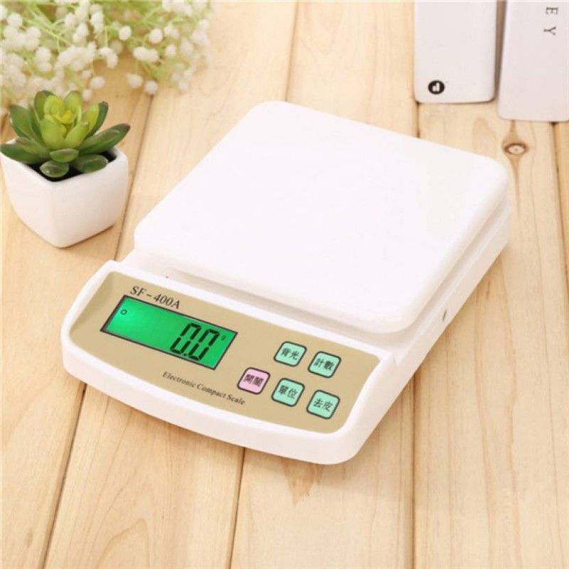 MEZIRE Kitchen Digital Weighing Scale Upto 10Kg With Batteries (SF-400A) Weighing Scale  (White) Weighing Scale  (White)