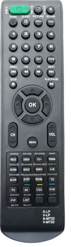 LipiWorld Y 4 in 1 LED LCD Remote Control V-MT22 S-MT22 S-LP V-LP Videocon Sansui Remote Controller  (Black)
