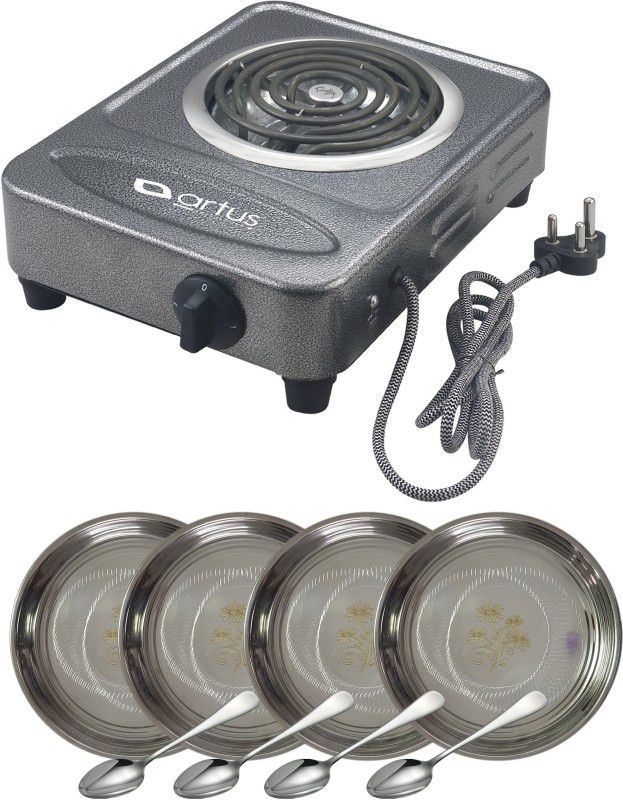 Artus Galaxy ECW1 2000 Watts Electric Coil Cooking Stove , Electric Cooking Heater , Induction Cooktop , G Coil Hot Plate Cooking Stove , Works With All Metal Utensils & Cookwares [Color - Ocean Silver] (1 burner) Electric Cooking Heater  (1 Burner)