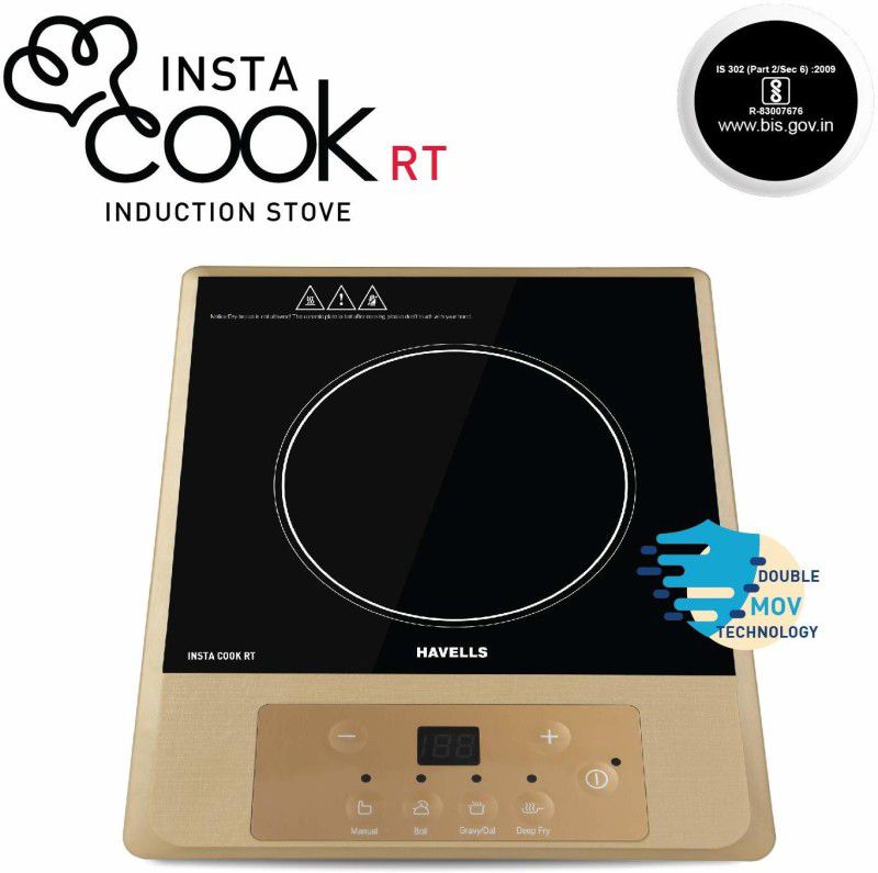 HAVELLS 1400w Induction Cooktop  (Gold, Black, Push Button)