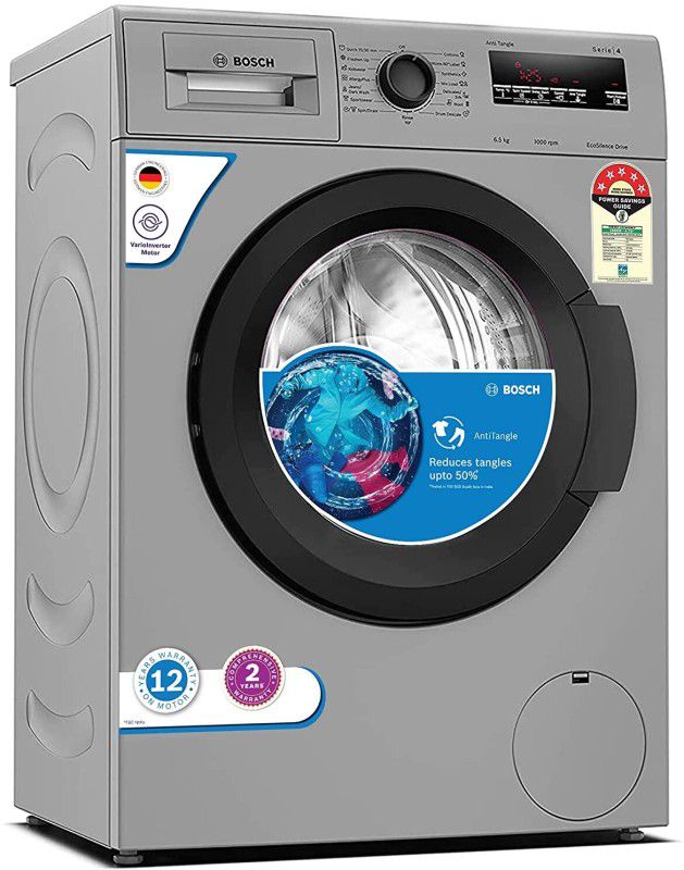 BOSCH 6.5 kg Drive Motor, Anti Tangle, Anti Vibration Fully Automatic Front Load Washing Machine with In-built Heater Grey  (WLJ2026DIN)