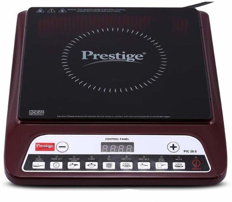 Prestige PIC 20 1200 Watt Induction Cooktop with Push Button (Maroon) Induction Cooktop  (Maroon, Push Button)