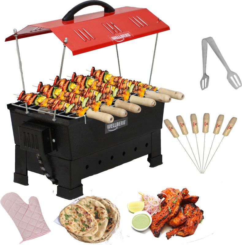 WELLBERG Electric & Non Electric Barbecue Grill & Tandoor Set (Red), Toaster Barbeque Grill Electric Grill Electric Tandoor Electric Tandoor