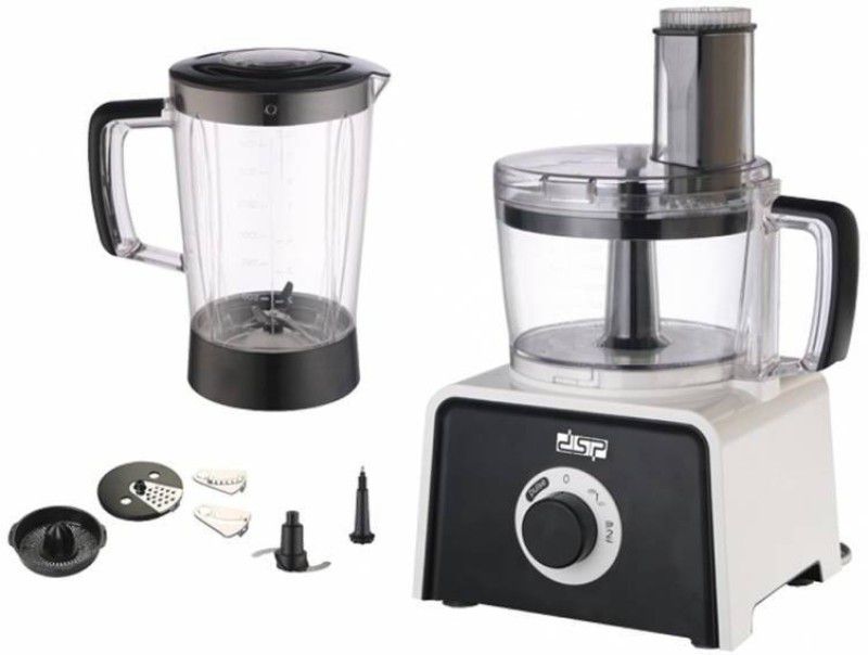 DSP KJ3002B 7 In 1 Food Processor 600 W with Processing Bowl. Mixer-Grinder-Chopper-Juicer-slicer all in one 600 W Food Processor  (White)