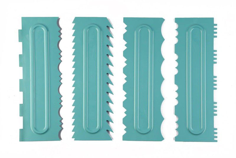 tvAt Plastic Tall Cake Scraper For Icing And Decoration 10 inch X 2.6 inch Sky Blue Baking Smoother & Polisher Pack Of 4 Full Cake Maker Cake Maker