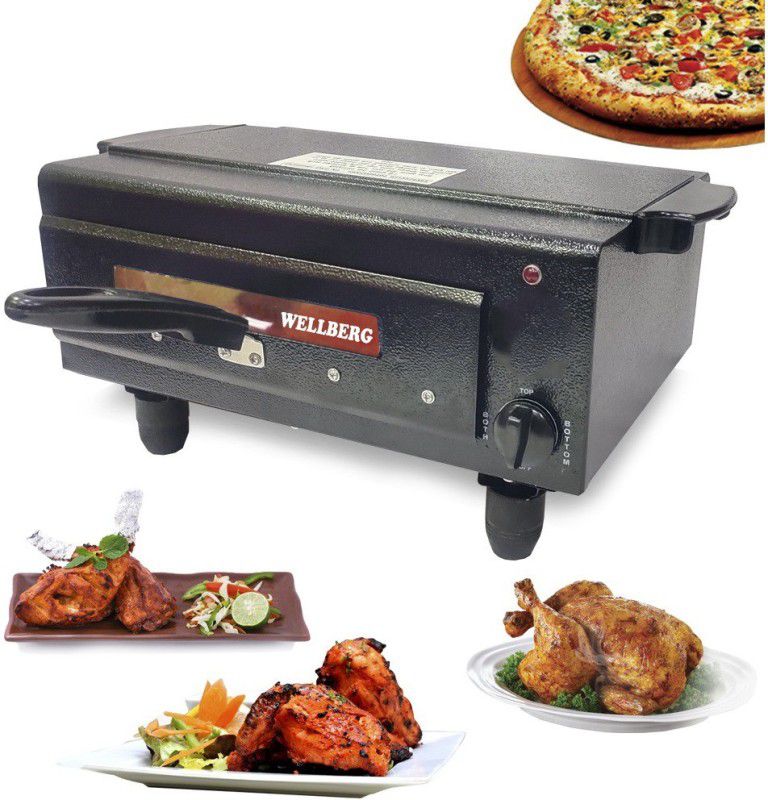 WELLBERG 2000W Upper-Lower & Both Timer/Regulator System Electric Pizza Maker with Non Stick paper, Recipe Book,Grill Stand, 4 Skewers. Pizza Maker  (Black)