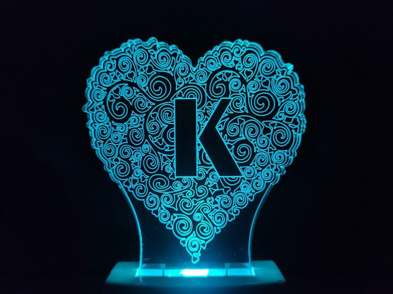 Nax ALPHABET K Acrylic 3D Illusion RGB 7 Colour Changing LED Plug and Play Night Lamp  (10 cm, D0149-ALPHABET K)