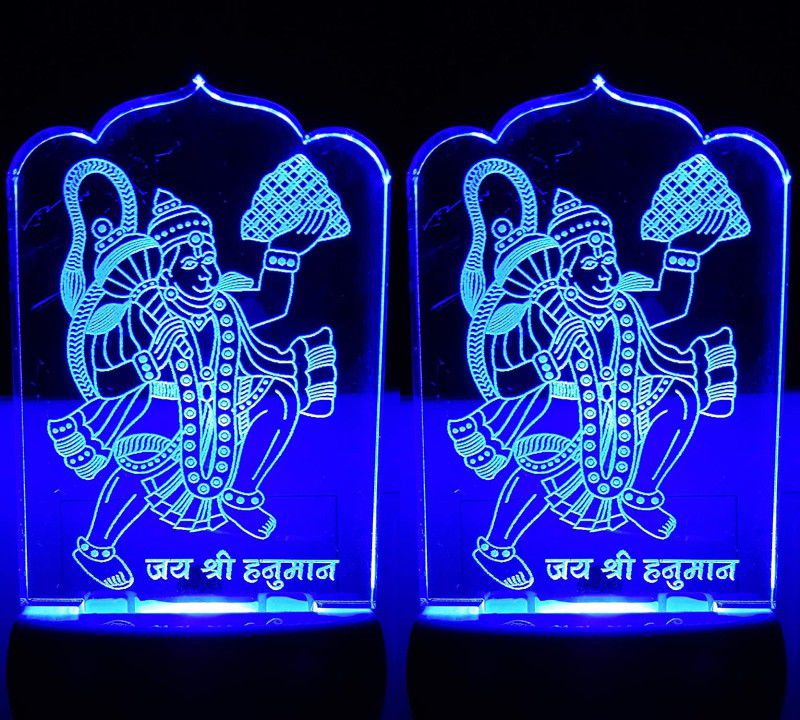 Bertram The Hanuman ji Illusion NL Comes with 7 Multicolor (PACK OF 2) Night Lamp  (12 cm, Multicolor)