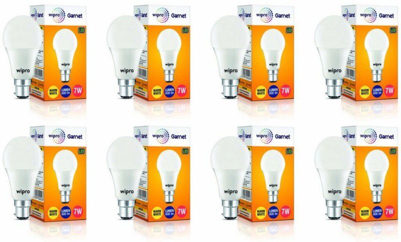 Wipro 18 W Standard B22 LED Bulb  (White, Pack of 8)