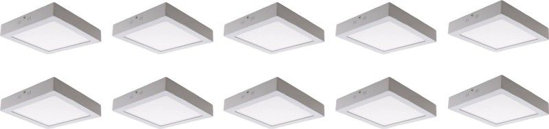 D'Mak 8 Watt LED Warm-White Square Surface Panel Lights (Pack of 10) Ceiling Light Ceiling Lamp  (White)