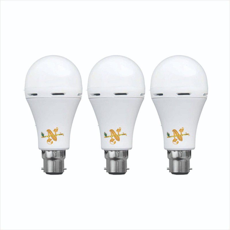 NEW INDIA LIGHTING Ac Dc Rechargeable Inverter LED BULB LIGHT 12 Watt 3 Piece 3 hrs Bulb Emergency Light  (White)