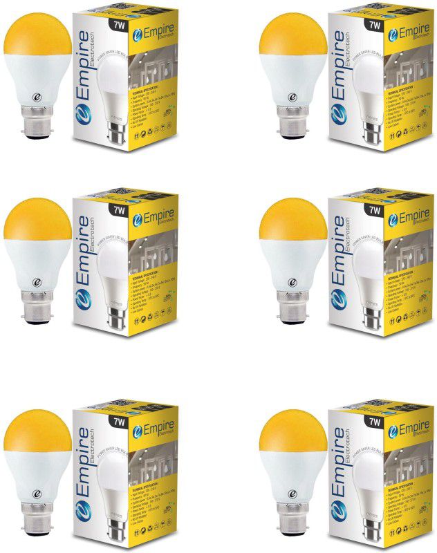 7 W Standard B22 LED Bulb  (White, Yellow, Pack of 6)