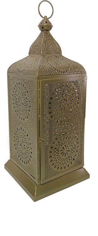 GIG Handicrafts Metal Moroccan Lantern (Mehndi) (20x20x50 cm) Beige Metal Table Lantern  (50 cm X 20 cm, Pack of 1)