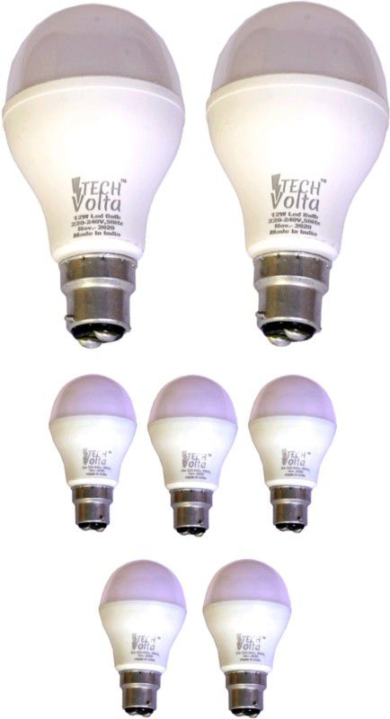 12 W, 9 W Round B22 LED Bulb  (White, Pack of 7)