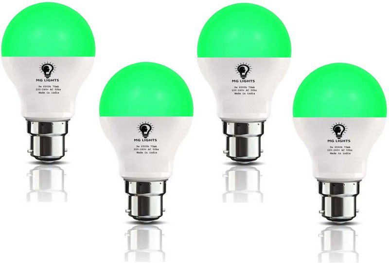 9 W Arbitrary B22 LED Bulb  (Green, Pack of 4)